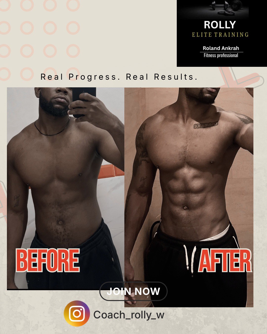 Client before and after β fat loss and muscle definition